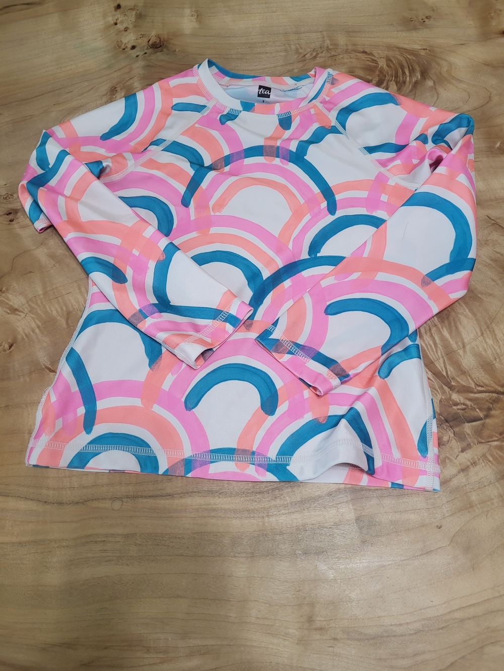 Tea Collection Kids' Rashguard - Pink, Blue, Peach Rainbow Print